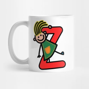 Letter Z for girls alphabet Kids Colorful Cartoon Character Mug